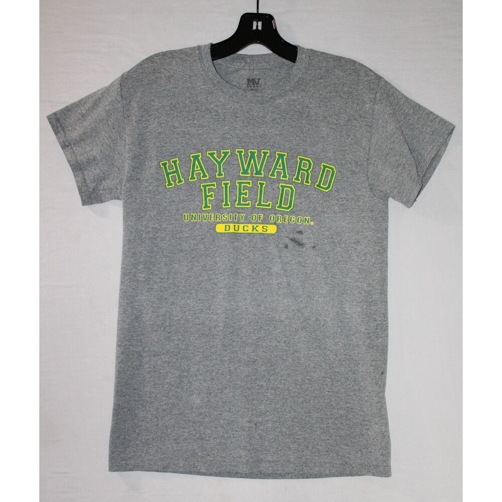 MV Sport University Of Oregon Hayward Field Track Gray Small Shirt Stain Fading